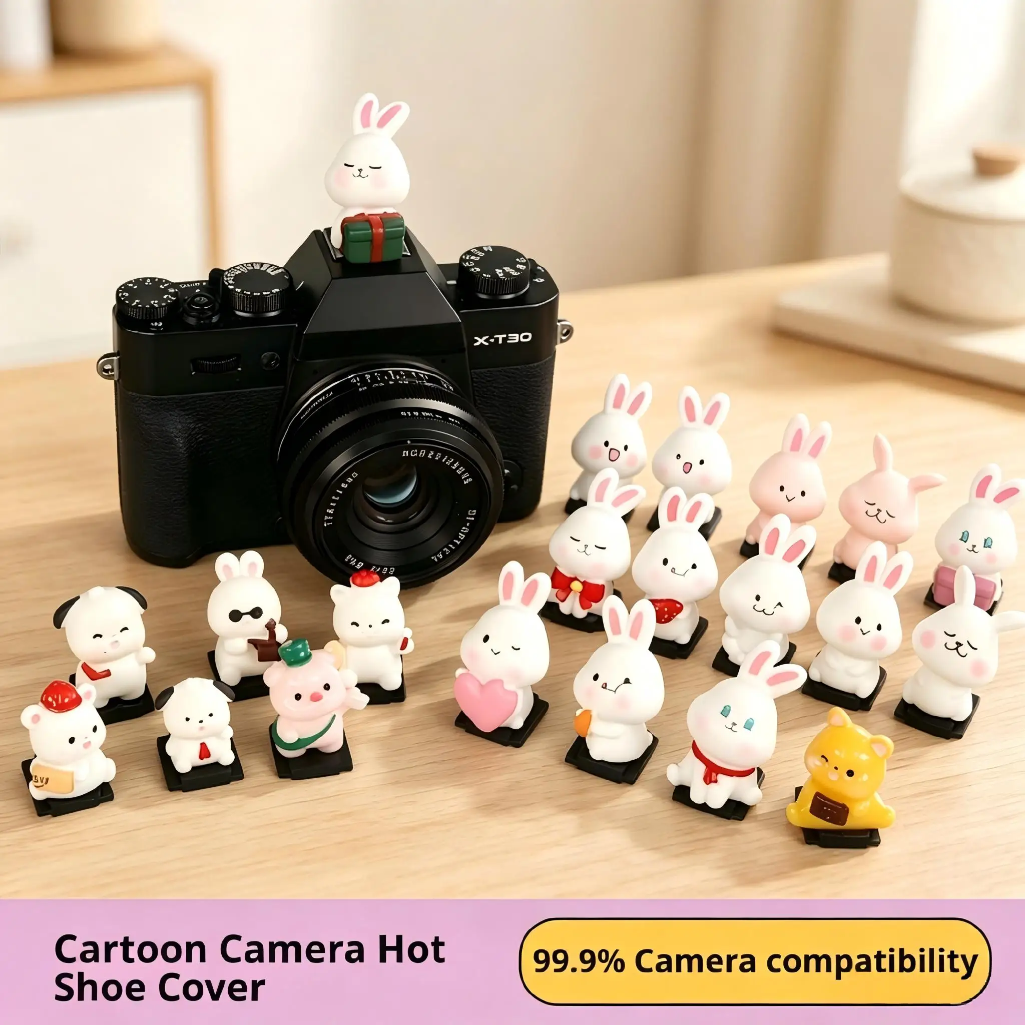 3D Cute Bunny Hot Shoe Cover, Dustproof Anti-Scratch Protect Metal Contacts, For Sony A7C ZV-E10 Fujifilm X-T5 Canon R50 Nikon