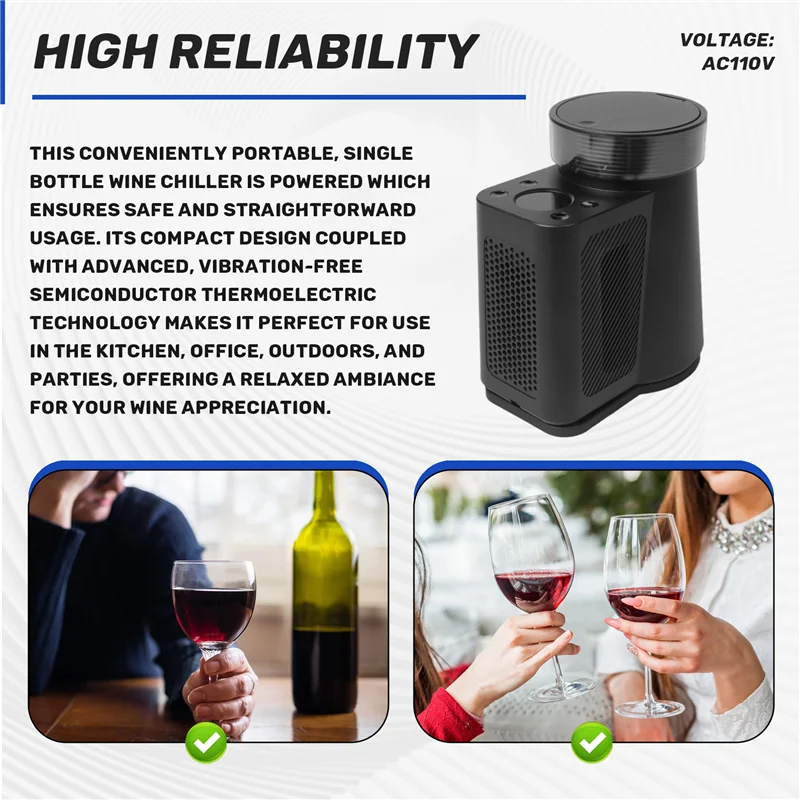 

【Hot Cake】Electric Wine Chiller, 34°F-68°F Temperature Control Single Bottle Portable Cooler For Red/White Wine, Champagne US Pl