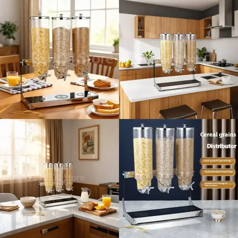 2026 Latest Stainless Steel Cereal Dispenser with Airtight Lid Bulk Food Storage Container for Oats Rice Beans Nuts Kitchen