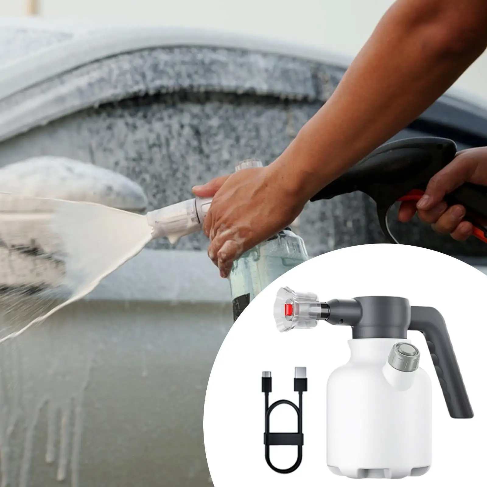 Electric Foam Sprayer Handheld 2L Versatile Cordless Pressurized Professional USB Charging for Garden Automobile Washing