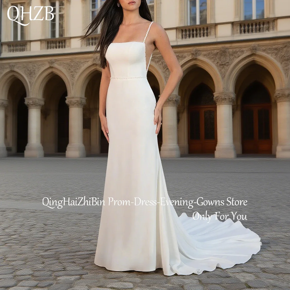 

Customized Long Beads Wedding Dresses Backless Floor-Length Sweep Train Brides Dress Women Vestidos De Novias Gowns 2025