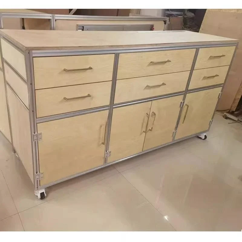 Household small apartment TV locker Birch mobile wall locker Multi-layer aluminum profile locker