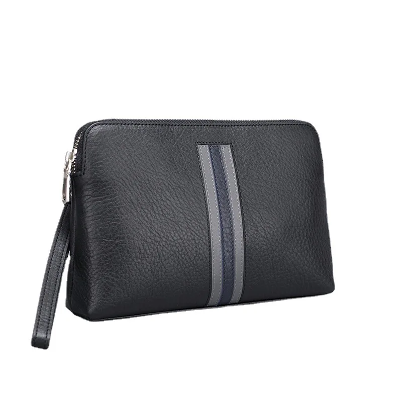 Men's Top Grain Leather Clutch Bag Genuine Leather Soft Shell Bag Large Capacity Business Fashion Trendy Hand Grab Bag