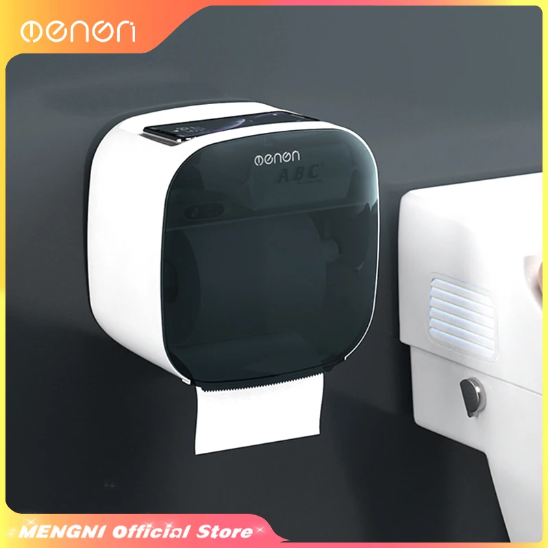 MENGNI No-Drill Toilet Paper Holder,Bathroom Organizer | Self-Adhesive Wall Mount for Tissues/Wipes, Bathroom Tissue Dispens