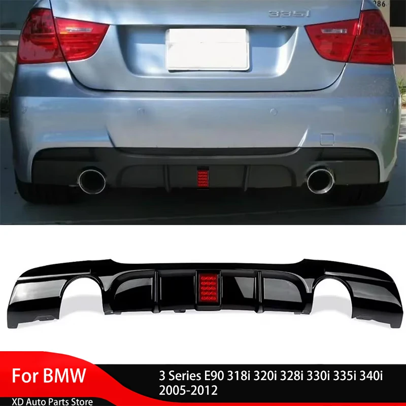 Rear Bumper Spoiler Lip with Led for Bmw 3 Series E90 318i 320i 328i 330i 335i 340i 2005-2012 Diffuser with Brake Light Rear Lip