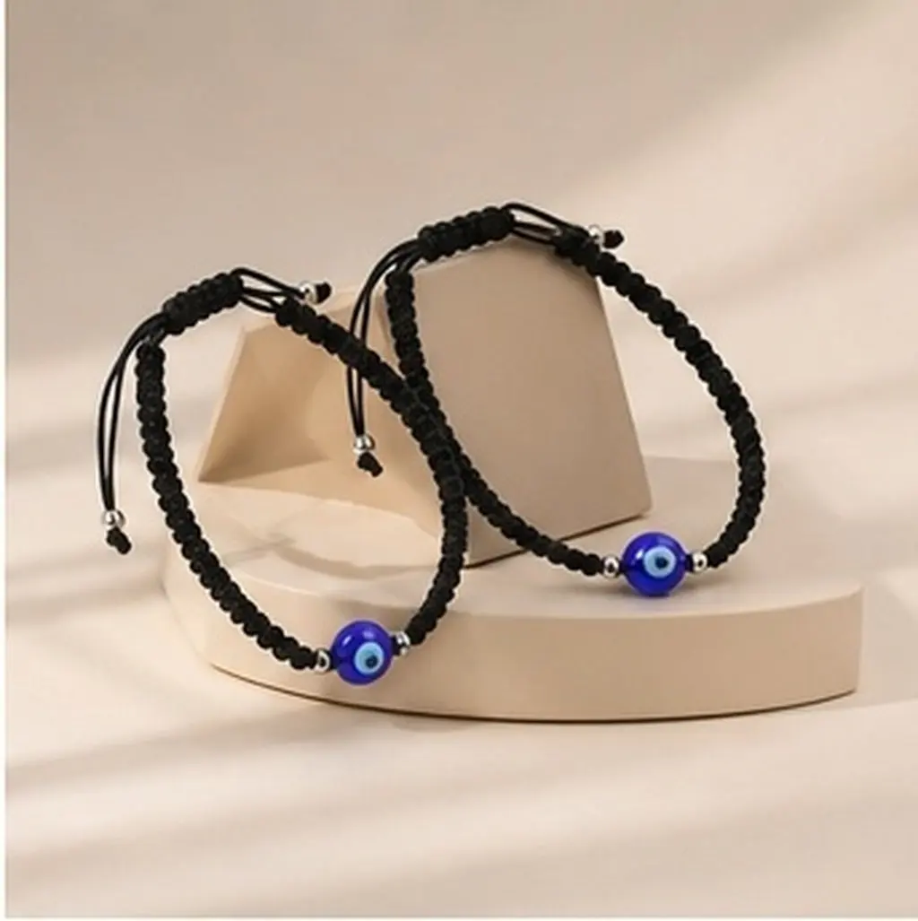 2Pcs Eye Bead Bracelet Evil Eye Braided Rope Bracelet Stylish Minimalist Craftsmanship Charm Enhancing Gift for Mother's Day