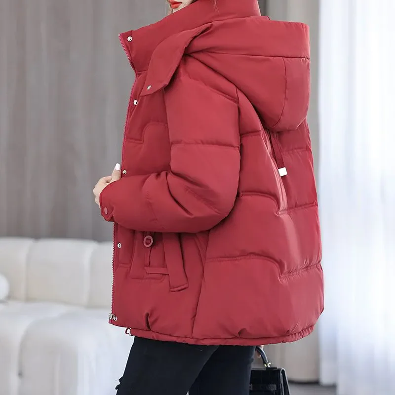 Down Cotton-Padded Jacket Women's Short Overcoat Winter New Korean Chic Loose Short Cotton Coat Hat Detachable Thick Warm Parka