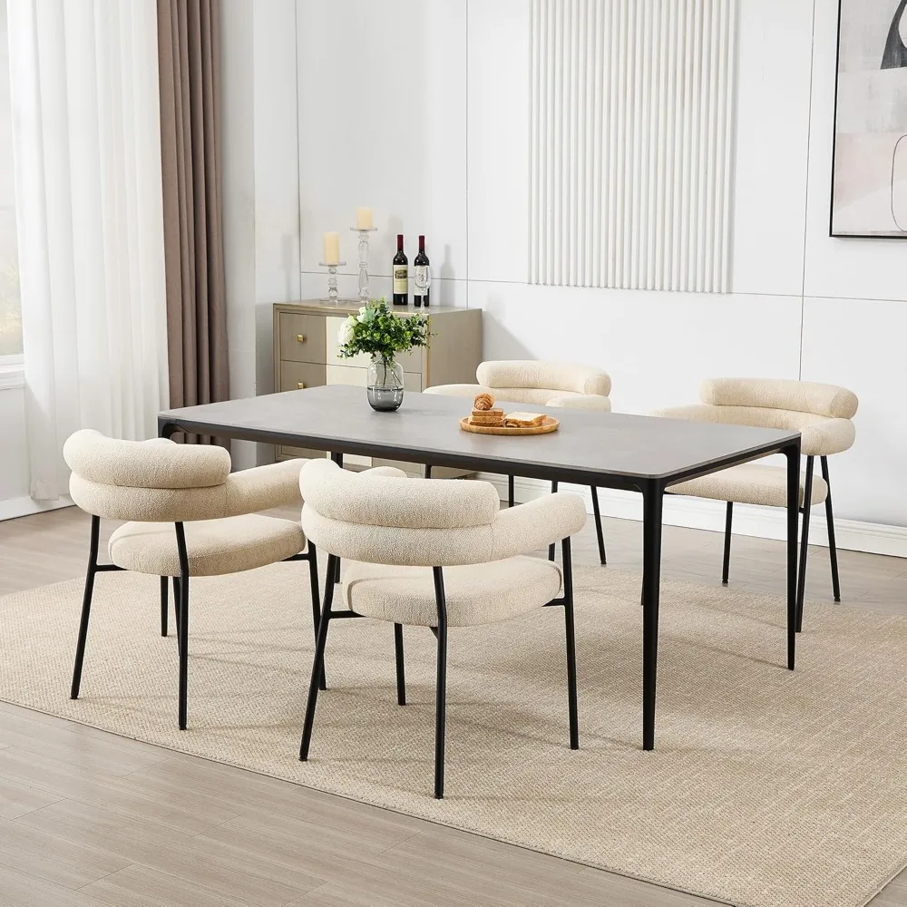 

Cafe Chairs, Modern Barrel Dining Room Chairs Set of 2 or 4, Heavy Duty Accent Kitchen Dining Chair with Arm, Curved Open Back