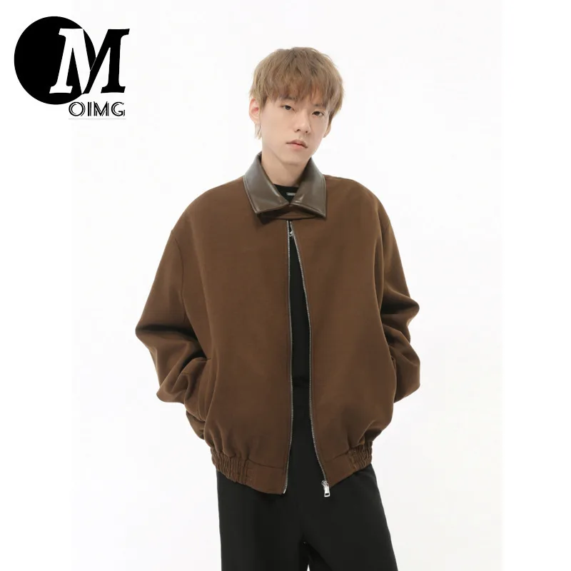 [OIMG] 2025 Autumn New Product Korean Version Simple Basic Splicing Collar Jacket