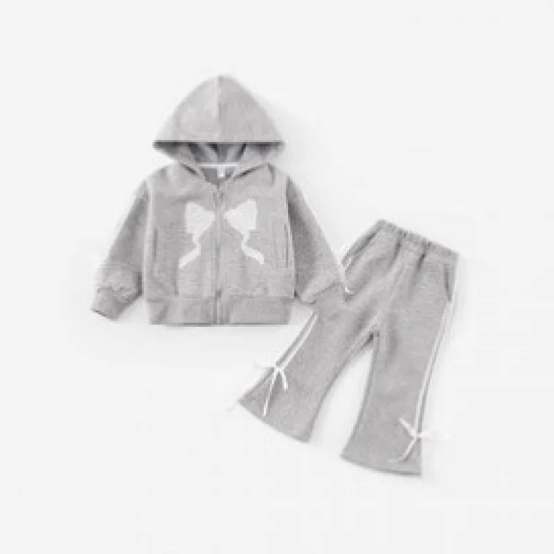 

Girls' Children's Outfit2025Spring New Korean Style Bowknot Casual Sports Loose Suit Children's Clothing Wholesale