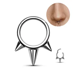 1 adet paslanmaz çelik koni başak perçin burun halkası Septum Piercing Clicker 16G yuvarlak küpe çemberler kulak sarmal kıkırdak Daith takı