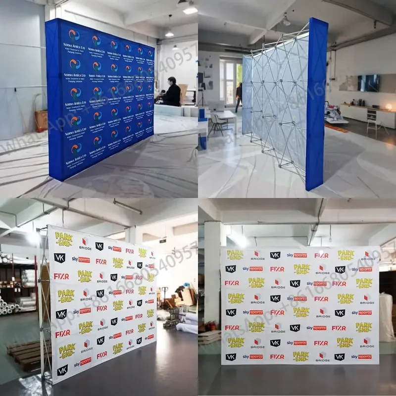 Foldable Aluminum Pop up Banner Stand Booth Backdrop Wall Advertising Fabric Pop up Displays