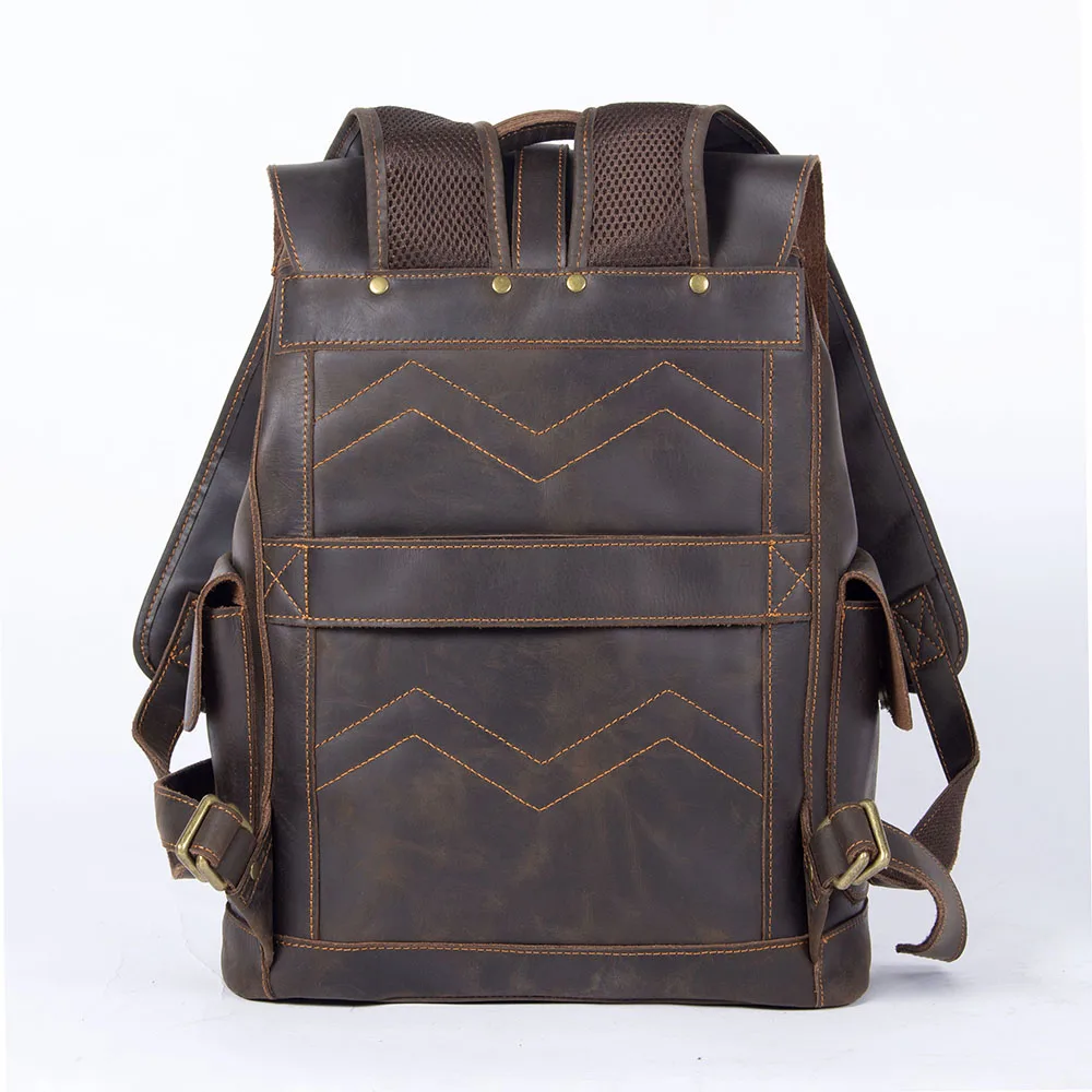 S.WORKER Vintage Echtleder-Rucksack für Herren, Reise-Vintage-Crazy-Horse-Schultasche, Große Laptop-Schultertasche aus Rindsleder für Männer – Detail 10