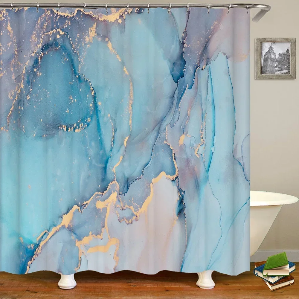 

Colorful Abstract Marble Print Shower Curtain With Hook Waterproof Bathroom Curtain Polyester Curtain 3D Shower Curtains 180x180