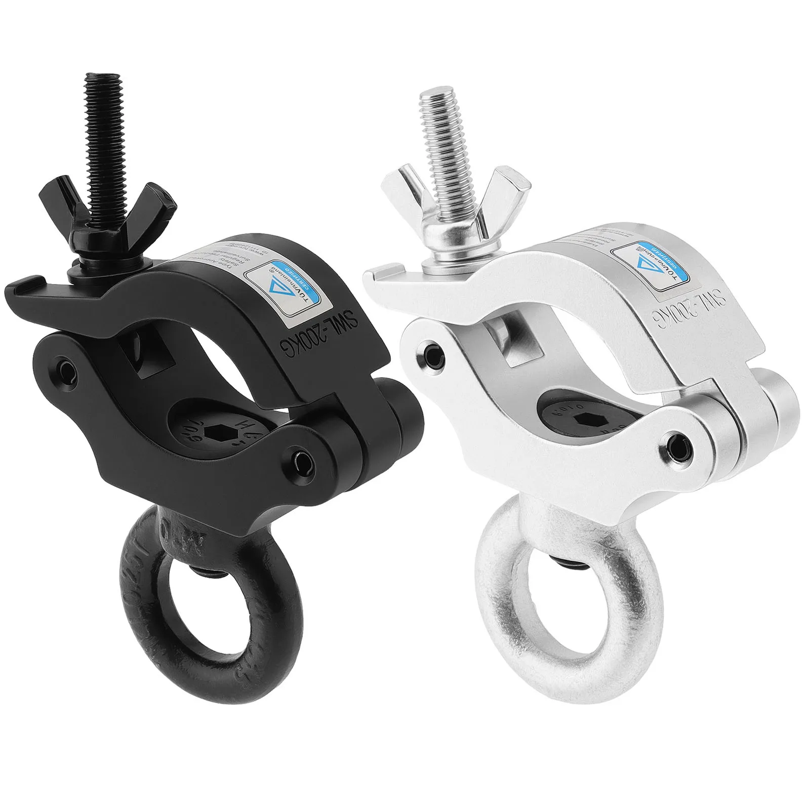 Heavy Duty Truss Clamp With Eye Bolt Ring 25-41mm 200kg/440lbs O-Clamp Aluminum Alloy Stage Light Clamp for Lighting Mounting