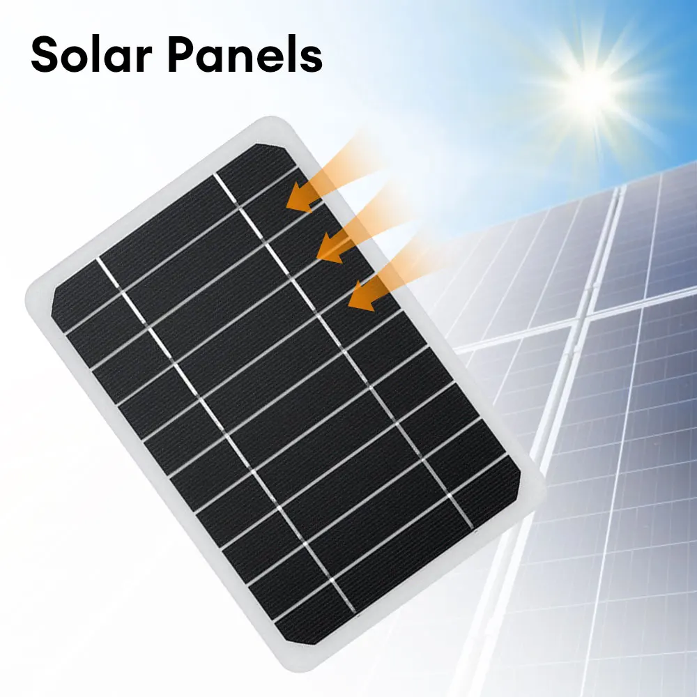 USB Solar Panel for Mobile Charging Outdoor 5W 5V Portable Solar Charger Waterproof Solar Charger With Wires for Bicycles Mobile