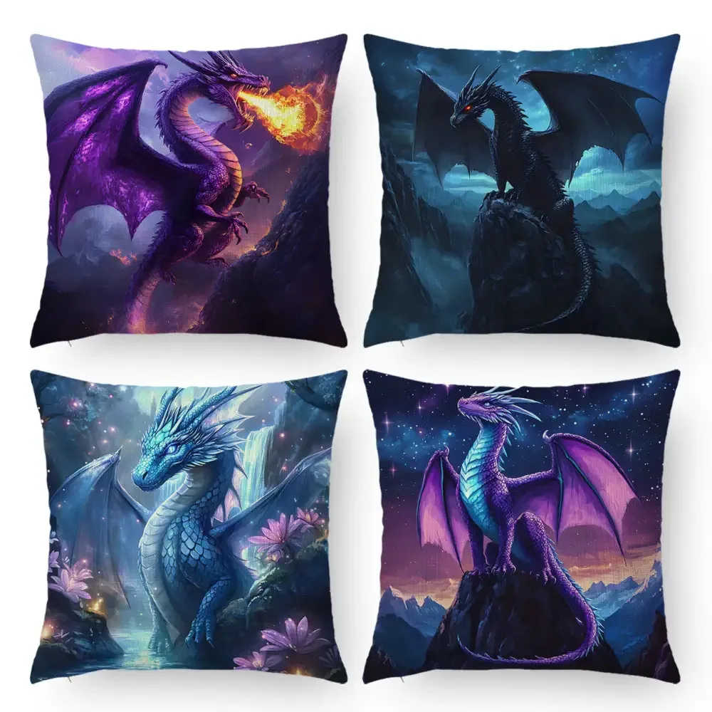 Mixed-color dragon pattern design digital printing pillow cover Short plush Suitable living bedrooms sofas throw cushion cover