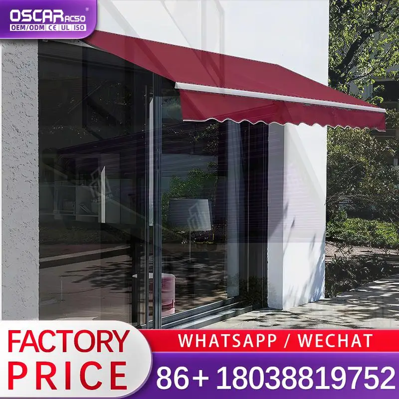 

Outdoor Electric with Wind Sensor Manual Full Cassette Remote Control Side Rain Canopy Motorized Shade for Patio Garden Balcony