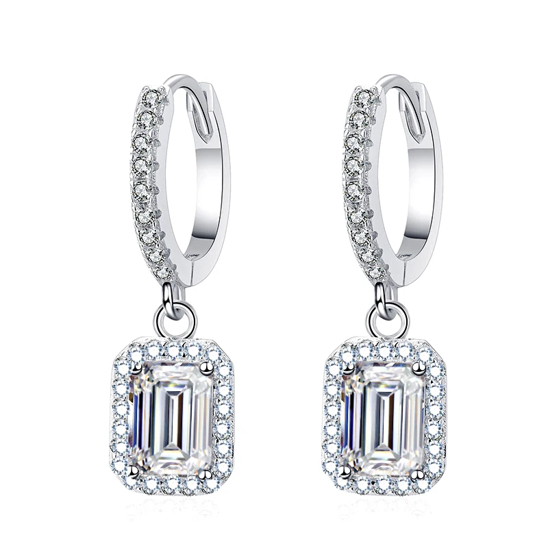 

Женские серьги с изумрудом Luomansi 1 + 1CT 5x7 мм, прямоугольные серьги с мусанитом, прошедшие испытание на алмаз 100%-S925, серебряные украшения, свадебный подарок