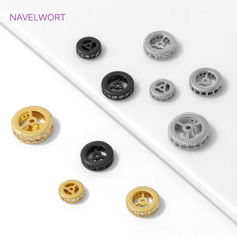 18K مطلية بالذهب عجلة مستديرة خزر عازل للمجوهرات ، الخرز فواصل للأساور ، DIY بها بنفسك الديكور صنع المجوهرات الملحقات #5