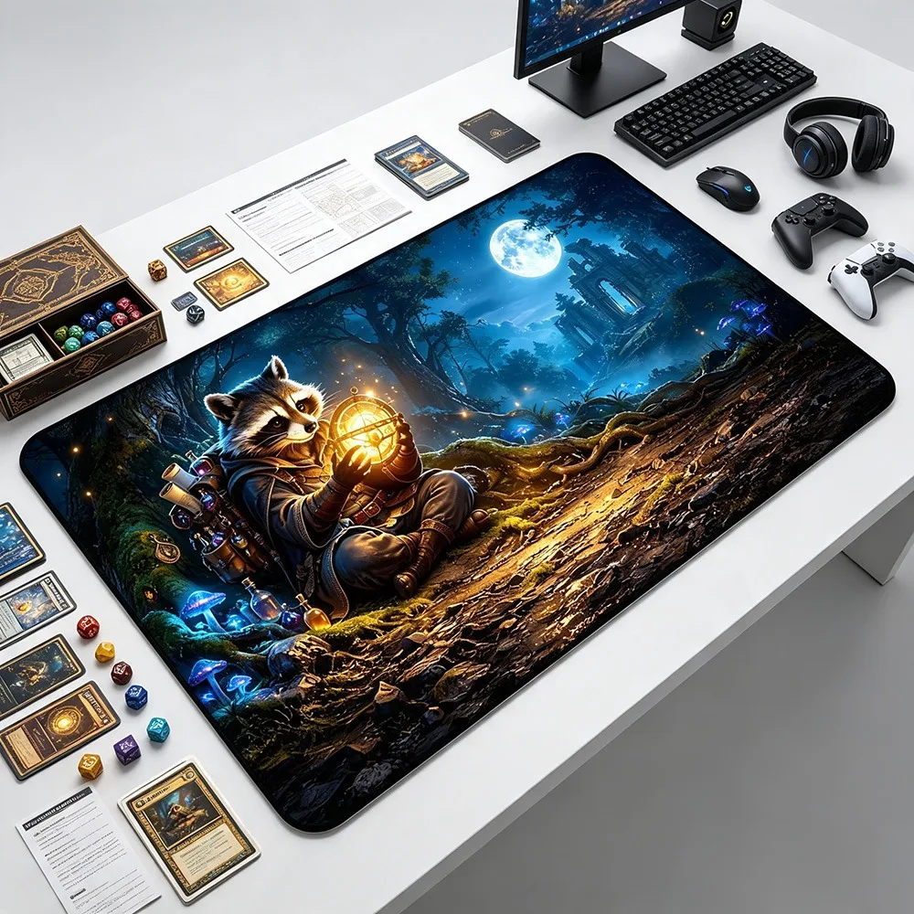 Magic Forest Pattern Play Mat Durable Office Deskpad Parties Gathering Card Game Mat Non-slip Keyboard PC Game MousePad Card mat