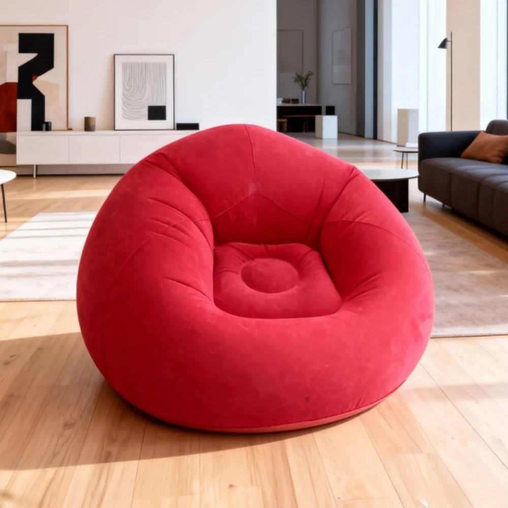 Flocking Inflatable Lazy Sofa Single Bean Bag Shape Foldable Spherical Inflatable Multicolor Sofa Relaxing and Comfortable Home