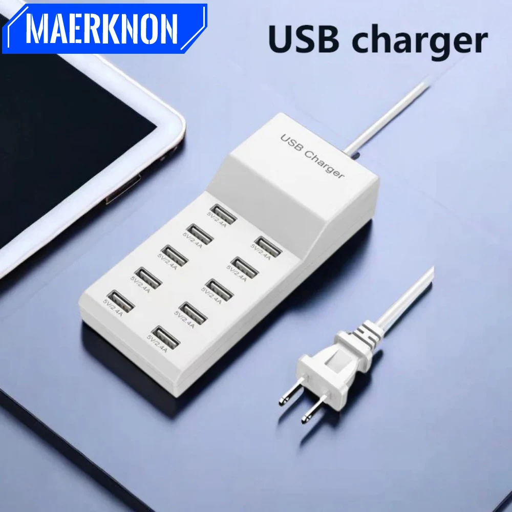 100W 10-in-1 USB Port Charging Dock Station Desktop USB PD Fast Charger for for Home Office Travel Wall Charger US EU UK Plug