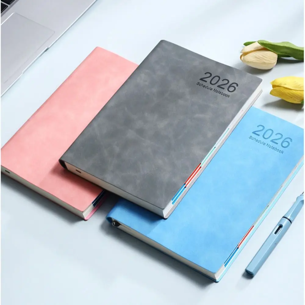 Portable A5 2026 Agenda Book Planner Reminder To Do List Schedule Book Textured PU Calendar Book Students