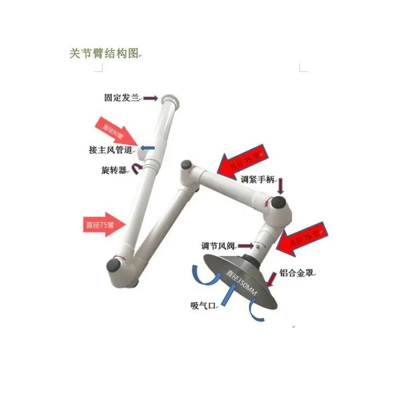 Deckenmontierter PP-Auspuff mit 3 Armen