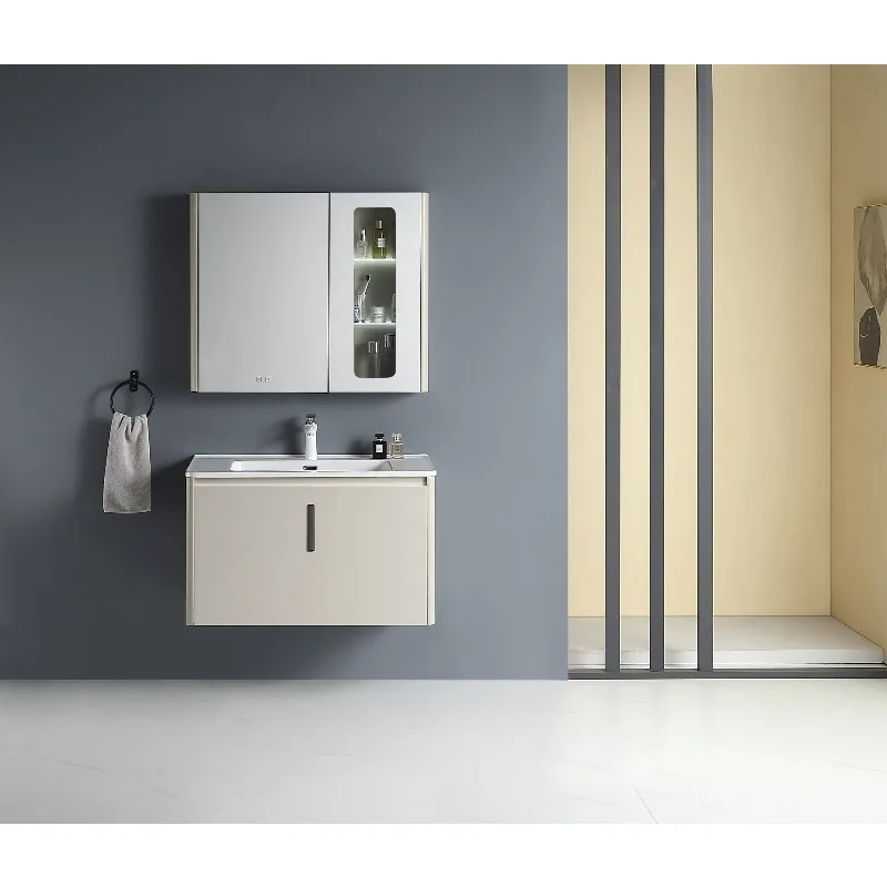 

Modern minimalist style double drawer bathroom vanity set smart mirror bedroom wall cabinet