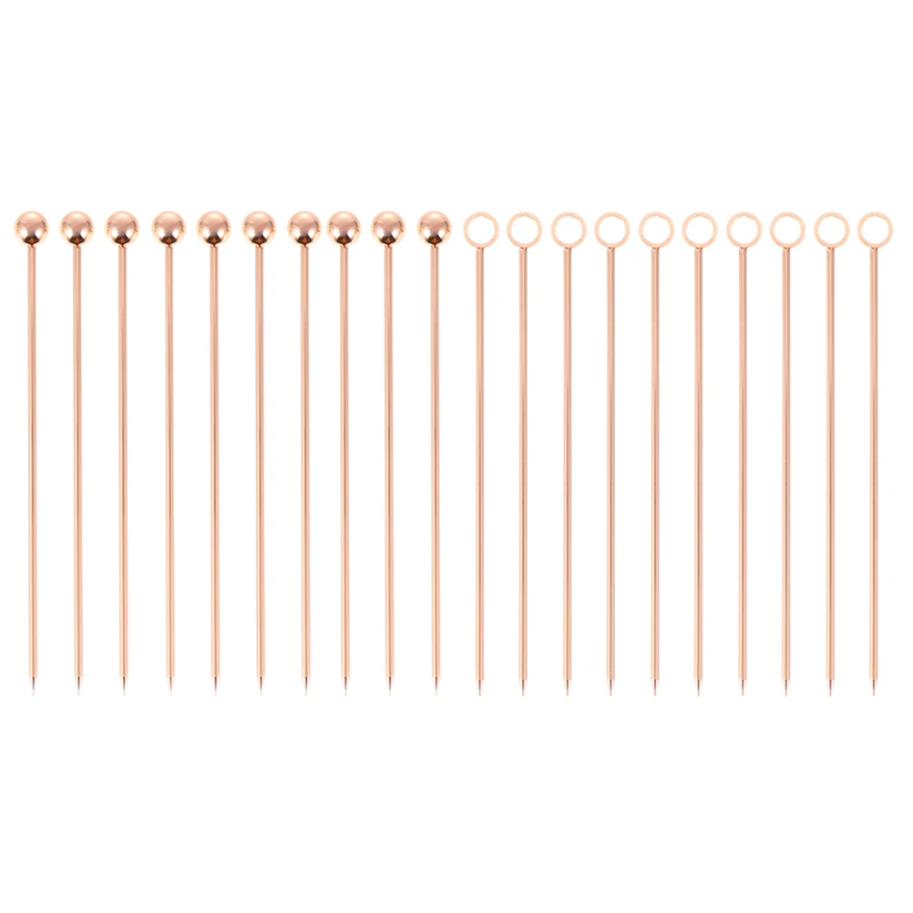 

20pcs Stainless Steel Cocktail Picks Decorative Drink Sticks Reusable Fruit Presentation Bar Tools Kitchen Supplies