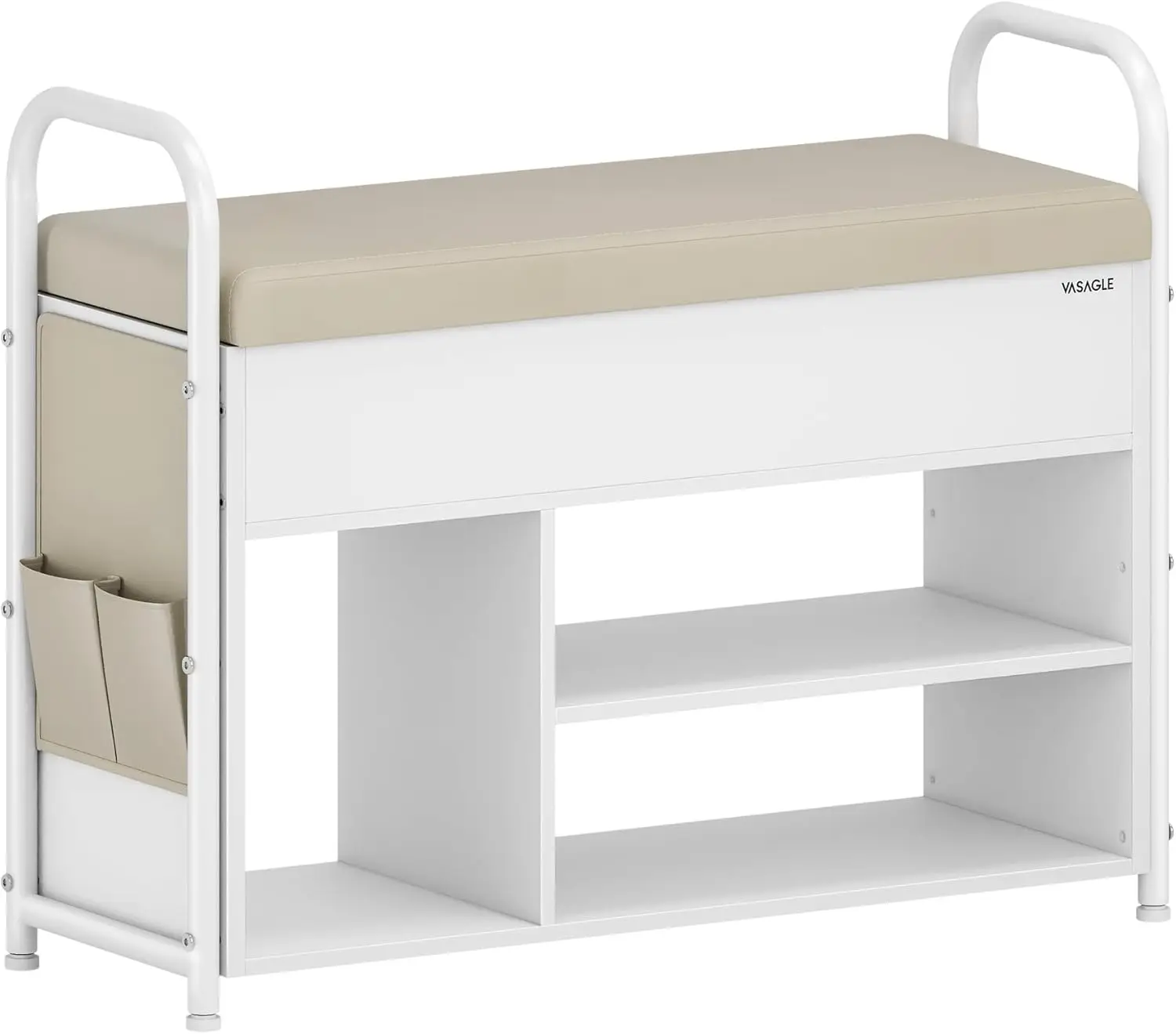 

Shoe Bench with Storage, Entryway Furniture for Living Room, Bedroom, Cloud White and Cuppuccino Beige