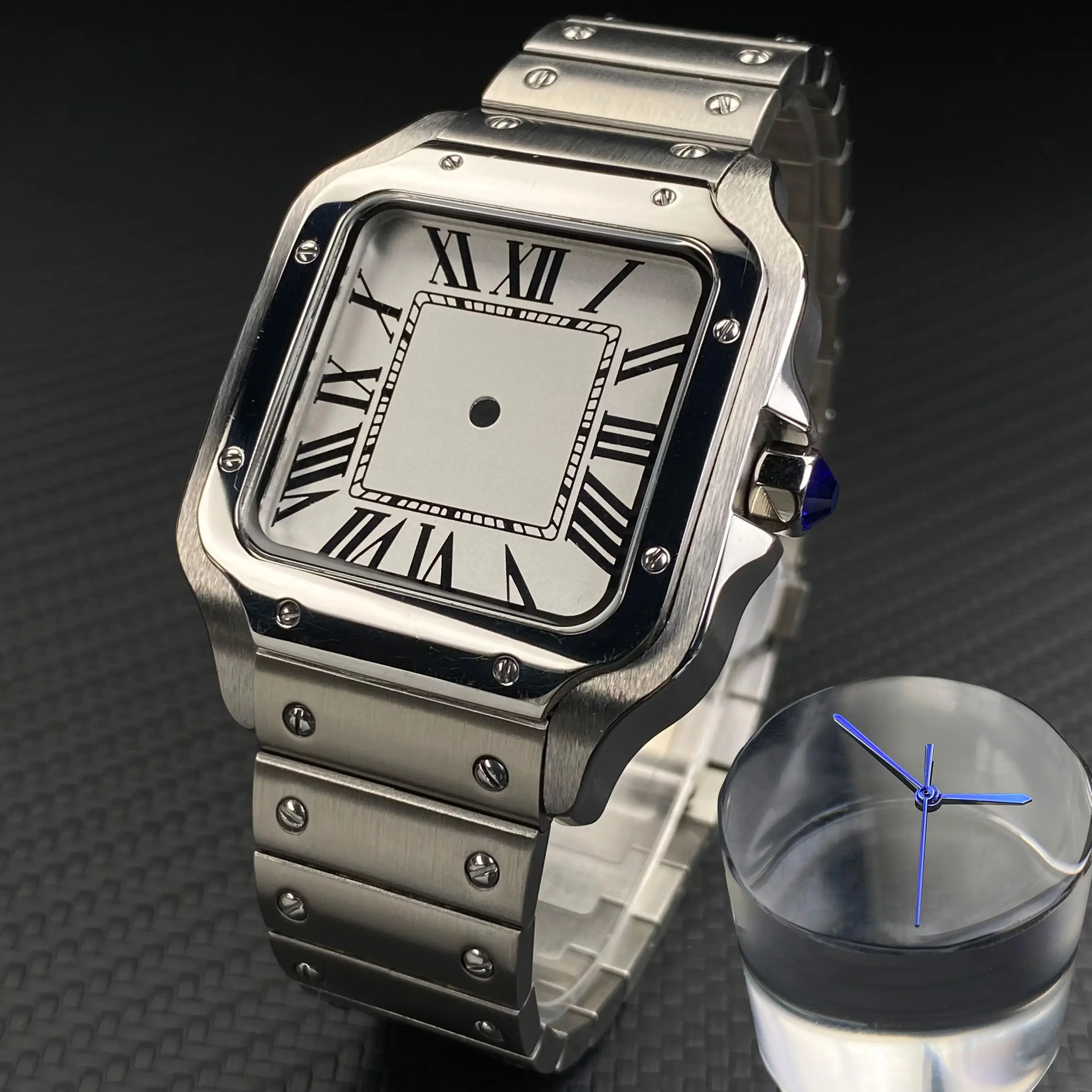 NH35 Watch Case 38mm  Square Case Set 316L Stainless Steel Watch Repair and Modification Parts for NH36 NH35 Automatic Movements