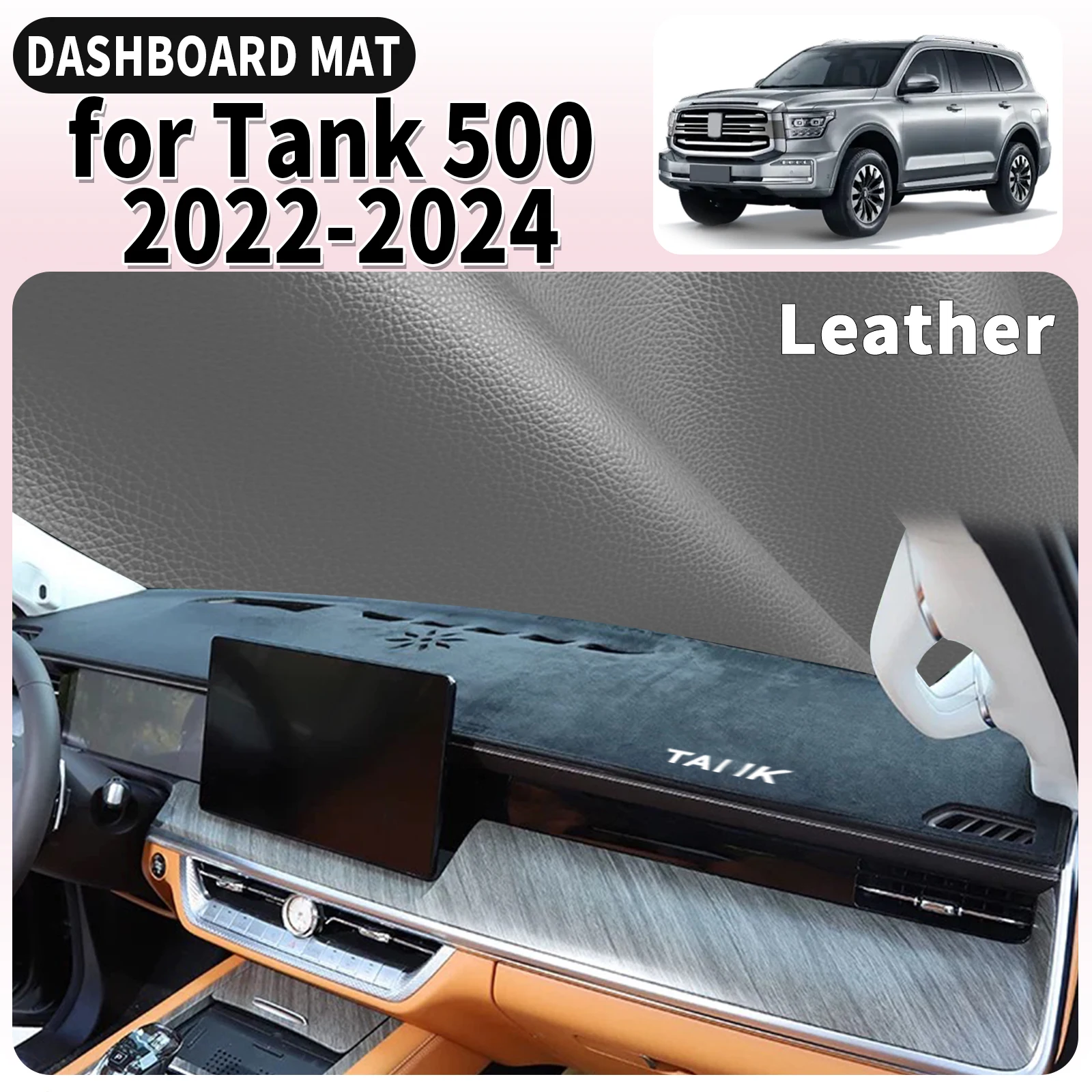 

fit for GWM Tank 500 2022 2023 2024 WIHTE LOGO Dashmat Dashboard Cover Pad Car Accessories DashMat Sunshade Protective Carpet