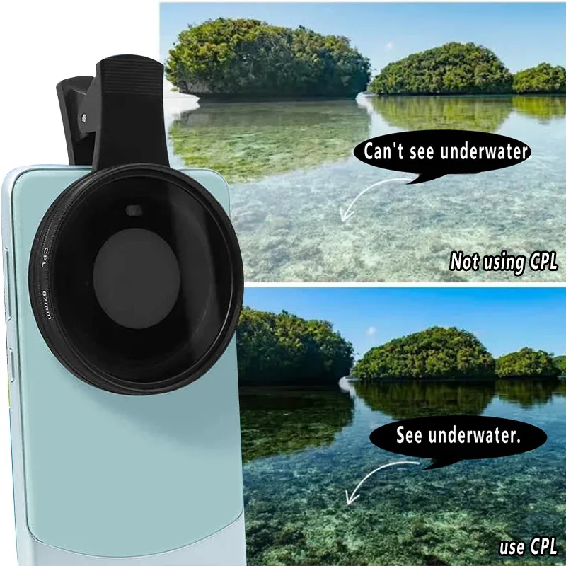 ชุดฟิลเตอร์ CPL สำหรับ iPhone Samsung Huawei Xiaomi Moto Google Canon Nikon Sony DSLR สำหรับโทรศัพท์