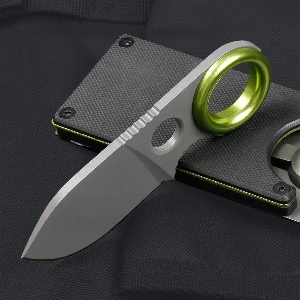 Mini Navaja de Hoja Fija con Anillo, Navaja de Bolsillo de Acero Inoxidable, Herramienta Portátil para Desempacar, Uso en Exteriores y Diario, Navaja EDC