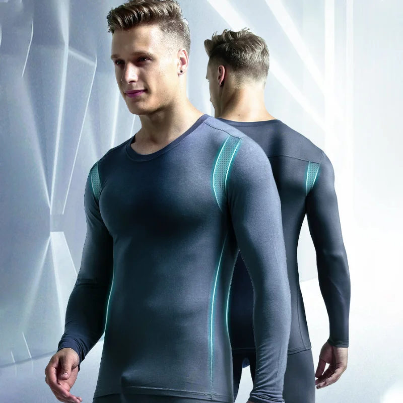 

Мужская осенняя одежда Мужское термобелье из модала с v-образным вырезом, базовая рубашка с длинными рукавами, тонкий топ, хлопковый свитер, зима