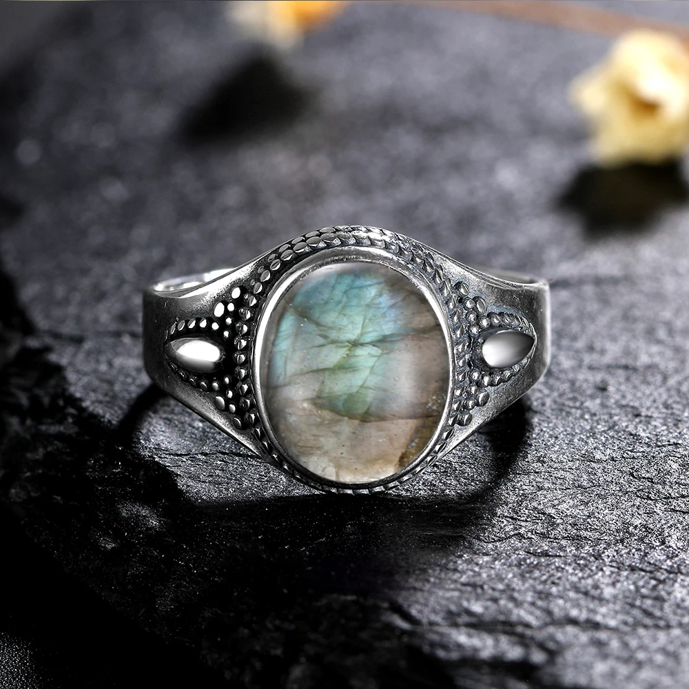 S925 Silver Fine Jewelry Natural 8x10mm Amethyst Stone Personalized Rings for Women Wedding Jewelry Gift