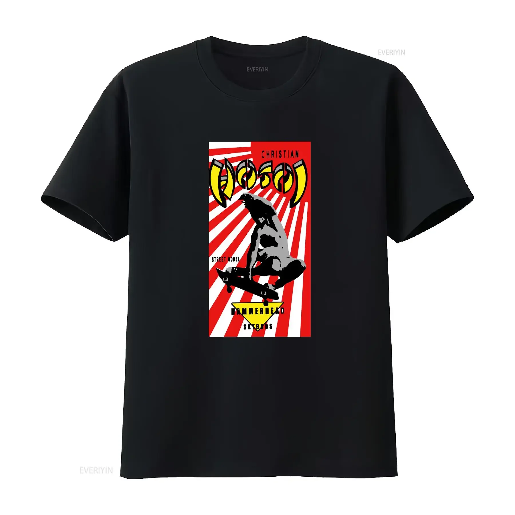 Camiseta preta Christian Hosoi Hammerhead, melhor qualidade, para Natal e aniversários, estilo vintage lavado, moda masculina.