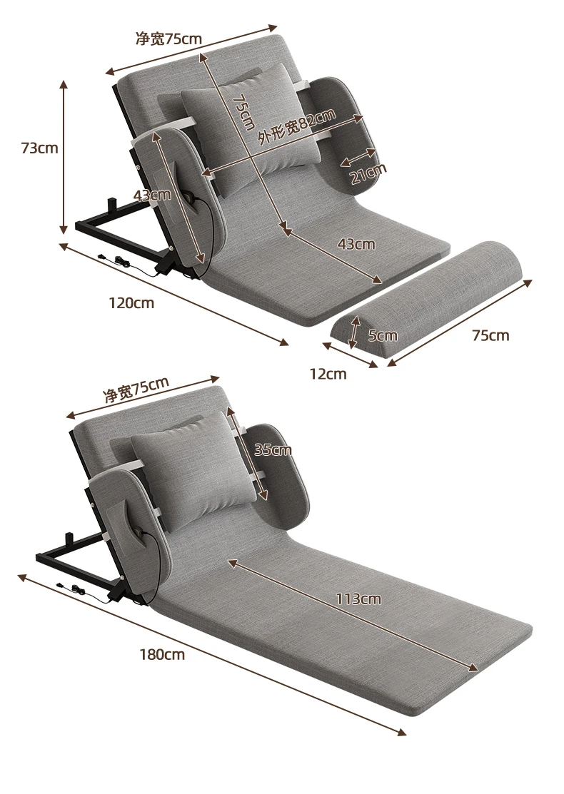 Customizable Adjustable Bed - Home Hospital Use, 5-Position Lift Recliner, Remote Control, Back Massage