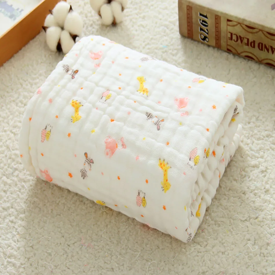 Baby Bedding Thick and Soft 6-Layer Cotton Muslin Baby Blanket Hypoallergenic and Air Conditioning Rooms Swaddling