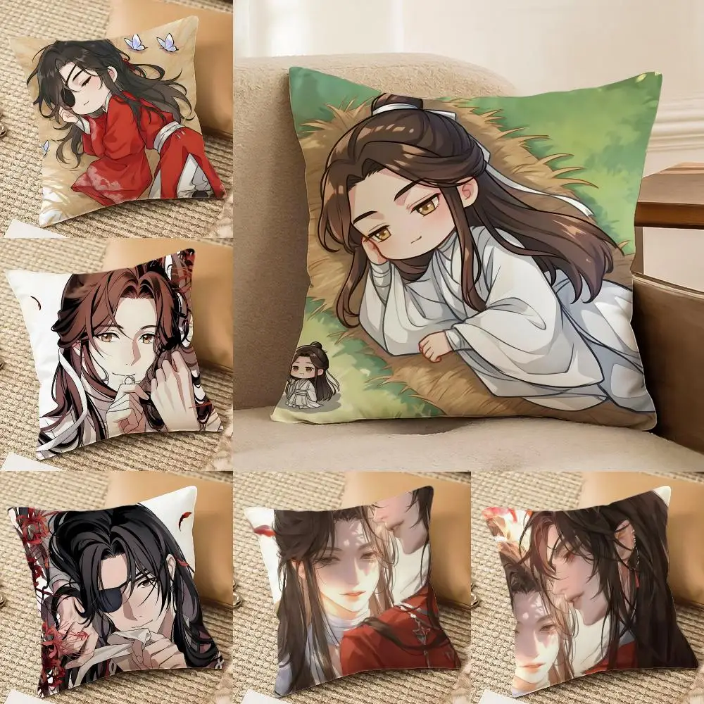 Heaven O-Officials Blessing Cushion Cover Plush Fabric Soft Double-Sided Printed Sofa Home Decor Fine Winter Gift Pillow Case
