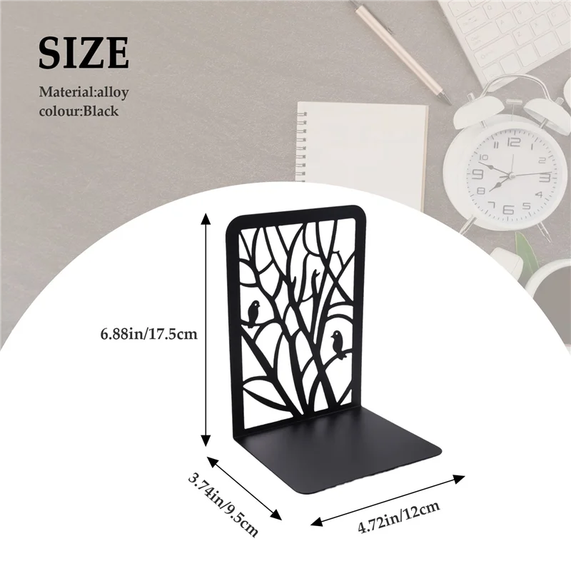 Book Ends, Book Ends For Shelves, Decorative Bookends For Books, Bookends For School, Home Or Office (Black, 1 Pair)