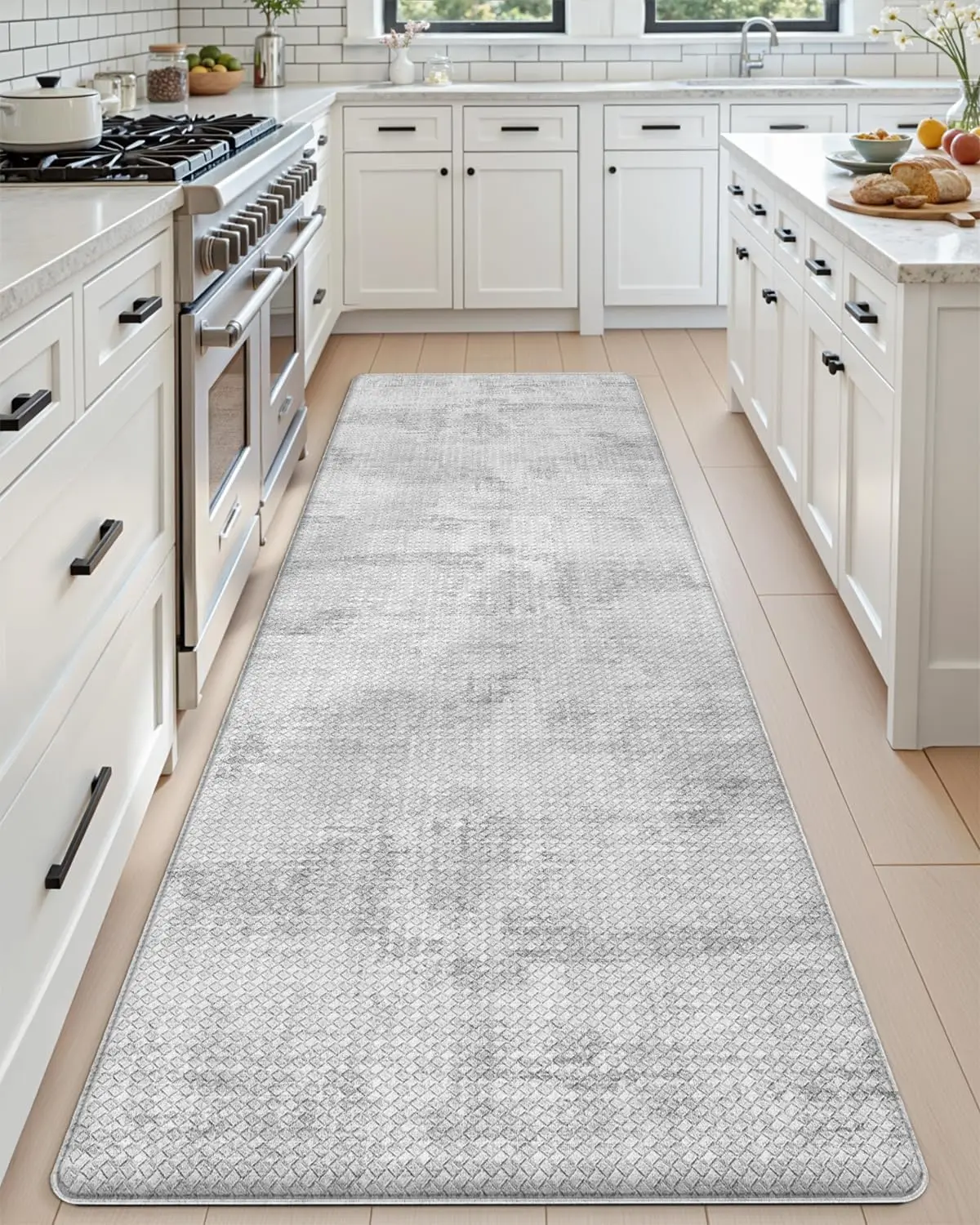 

Anti Fatigue Kitchen Mats Cushioned, 23x86 Floor Runner Rug Non Slip Waterproof Memory Foam for Standing Comfort, Light Grey