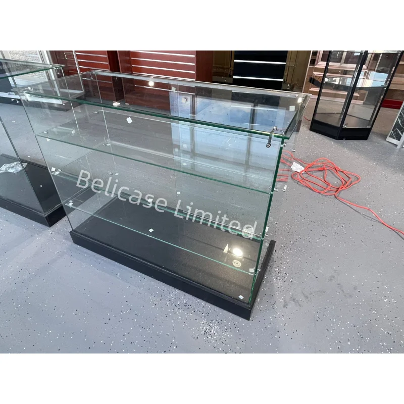 customized.Retail Smoke Shops Glass Display Full Lockable Display Showcase Frameless Glass Showcase