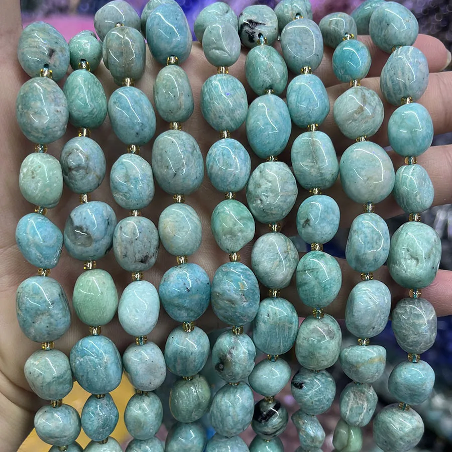 Natural Amazonite Conformal Tianhe Stone Irregular Faceted Loose For Jewelry Making DIY Necklace Bracelet 15''10-15mm