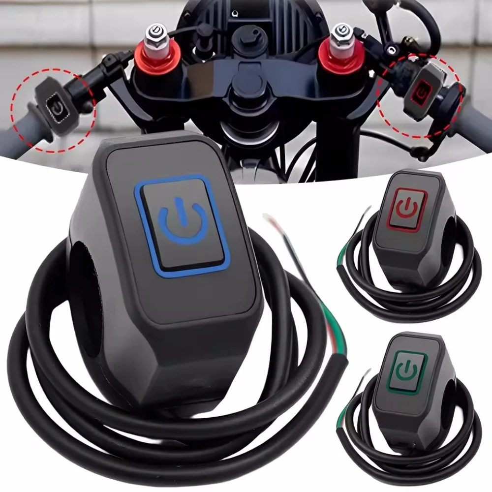 Motorcycle Modified Switch Waterproof Button with LED Light Headlight Horn Control ON OFF Buttton Handlebar Mount Accessories