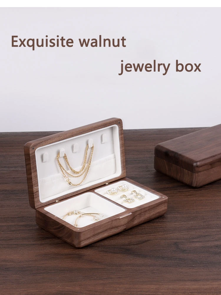 

Walnut jewelry organizer high-end storage box necklace earrings ring bracelet beech