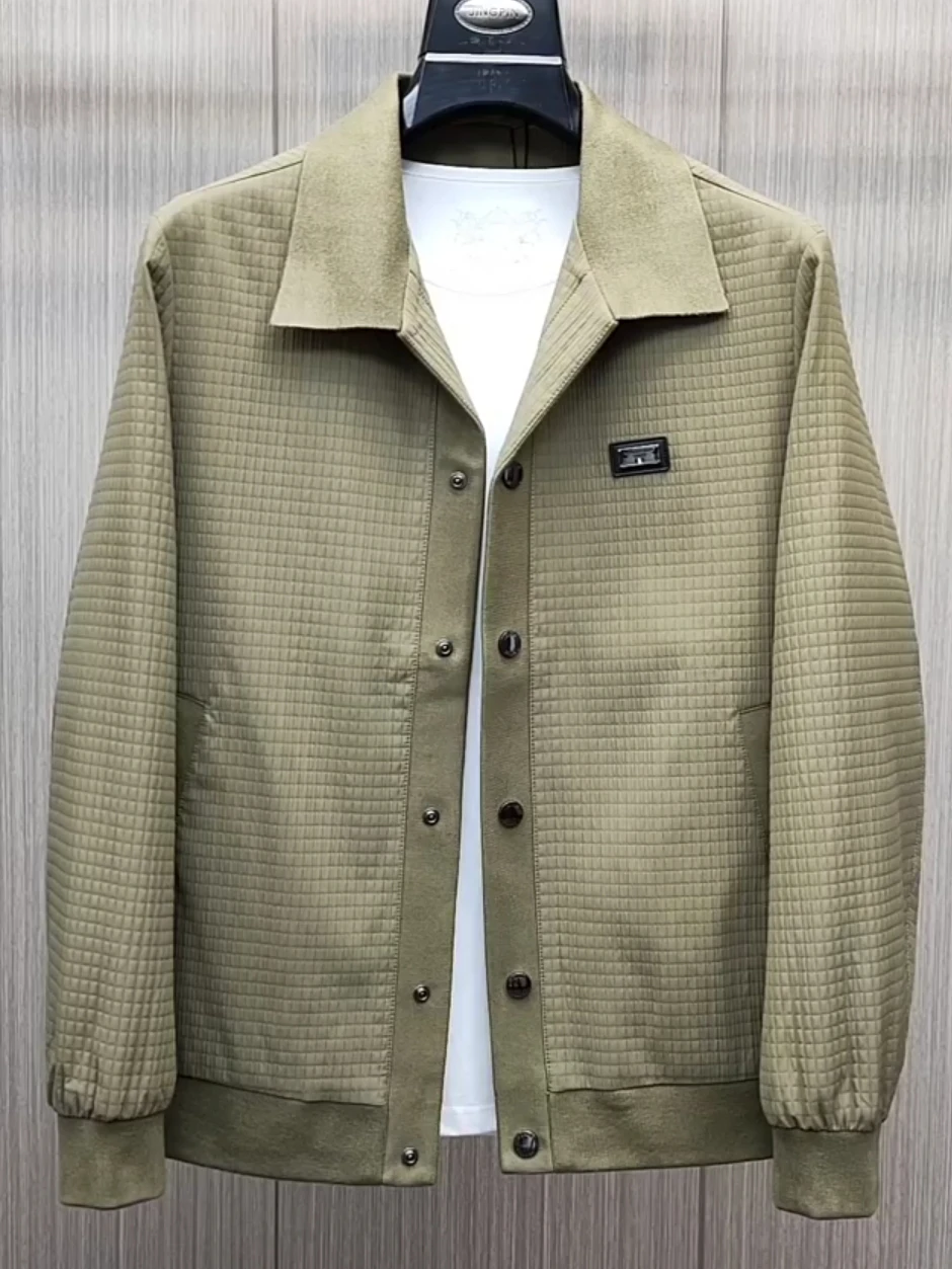 

High Quali Comfortable Men's Autumn Jaet Collared Outerwear Faionable Versatile Sli Trendy Advanced Sensation