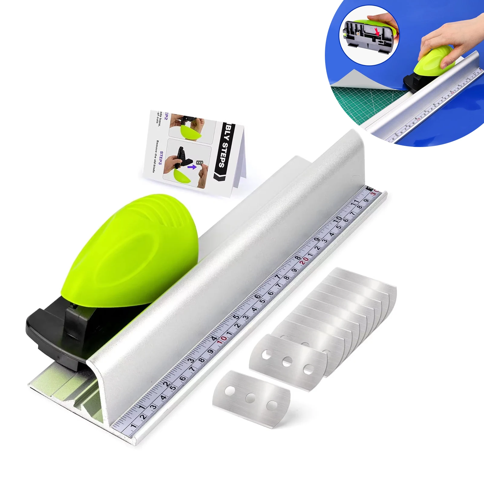 EHDIS Vinyl Car Wrap Film Cutter Knife Carbon Fiber Cutting Tool Car Stickers Cutter Safety Blade Cutter Ruler